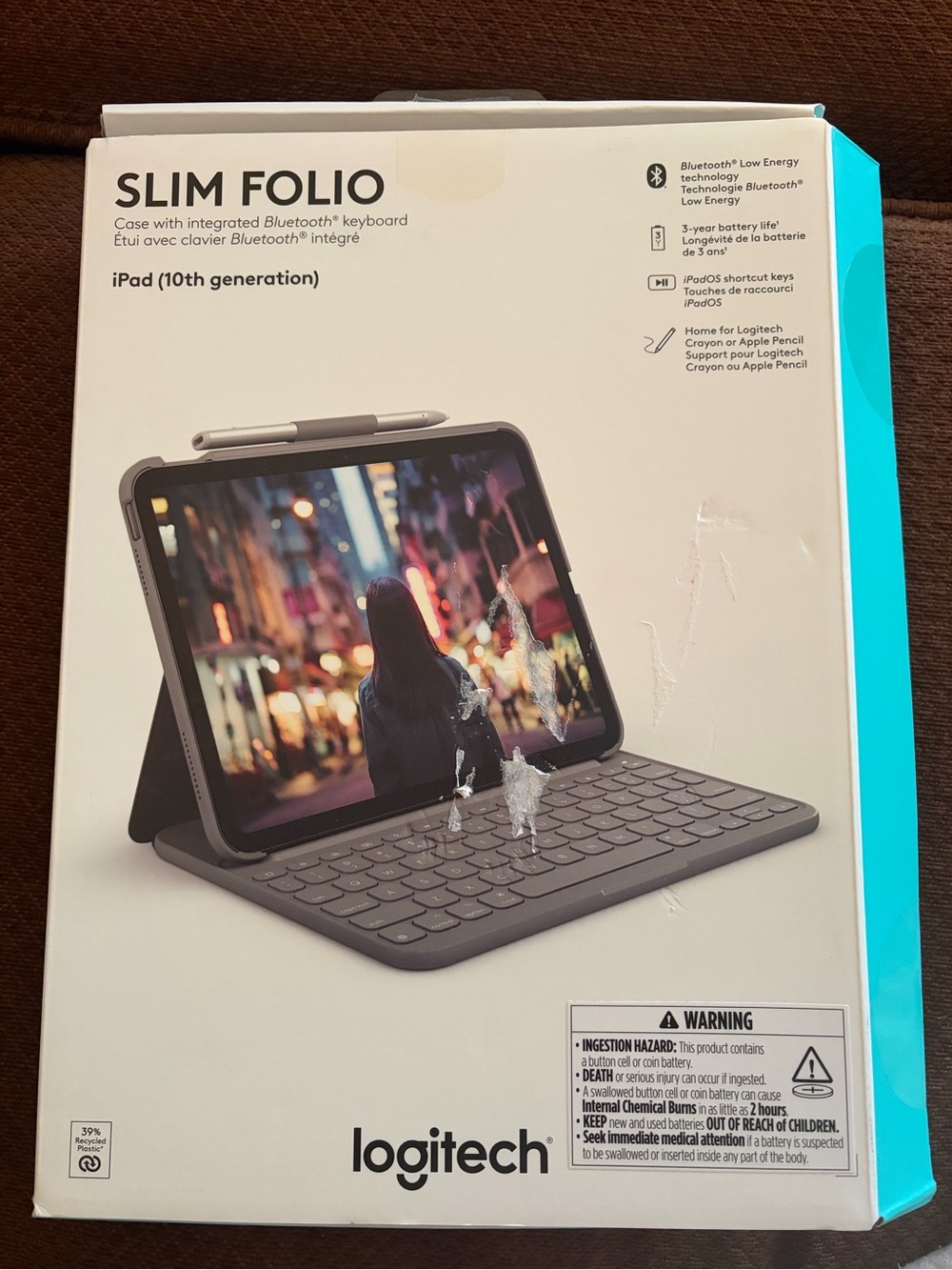 Logitech Slim Folio Keyboard Case for iPad (10th Gen) — Gray